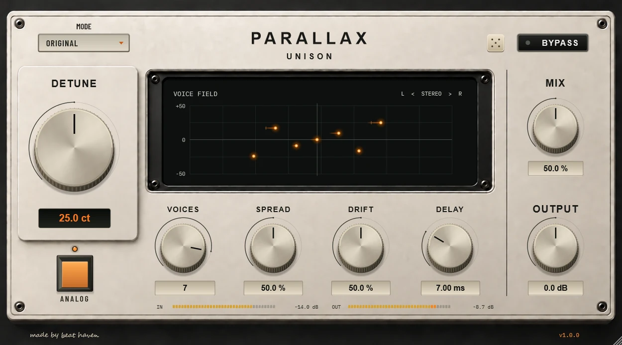 Actual PARALLAX interface with ANALOG enabled