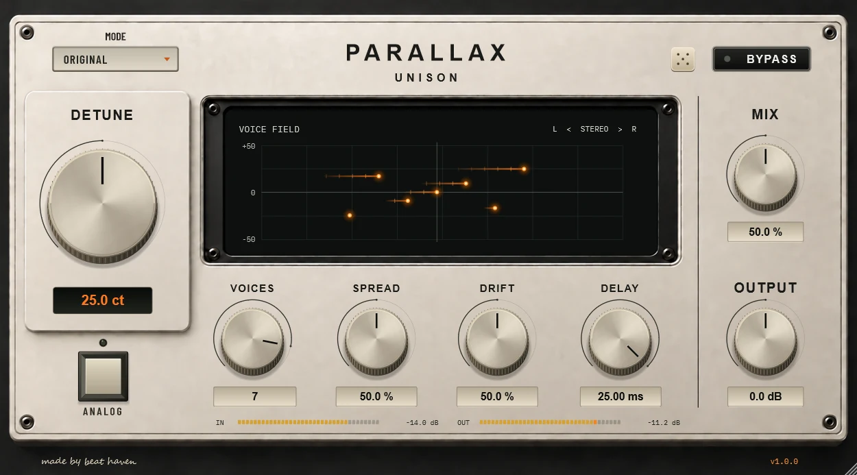 PARALLAX ORIGINAL actual plugin interface